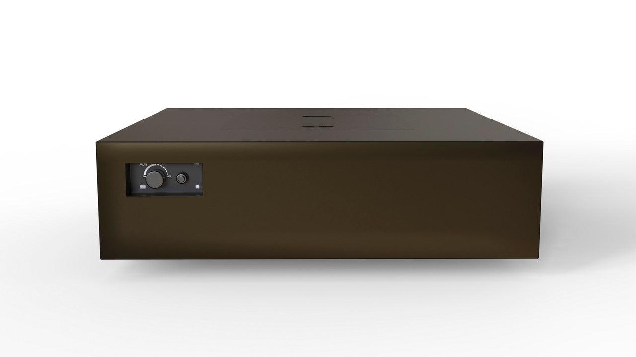 Warming Trends AON 56" Bronze Powder-Coated Steel Square Natural Gas Fire Table With Mercury Ignition and U240 CrossFire Brass Burner
