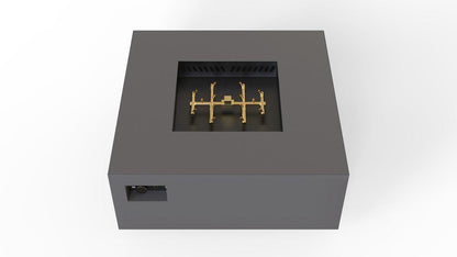 Warming Trends AON 56" Charcoal Powder-Coated Steel Square Natural Gas Fire Table With Mercury Ignition and U240 CrossFire Brass Burner