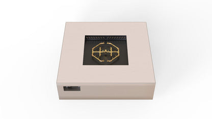 Warming Trends AON 56" Sand Pebble Powder-Coated Steel Square Natural Gas Fire Table With Mercury Ignition and U240 CrossFire Brass Burner