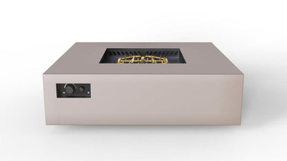 Warming Trends AON 56" Sand Pebble Powder-Coated Steel Square Natural Gas Fire Table With Push Button Ignition and U240 CrossFire Brass Burner