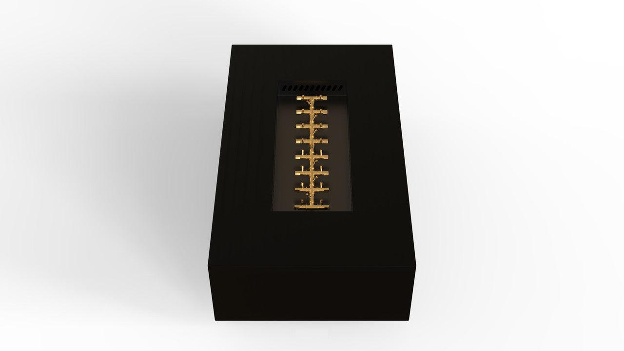 Warming Trends AON 60" Black Powder-Coated Steel Rectangular Liquid Propane Fire Table With Mercury Ignition and UT230 CrossFire Brass Burner