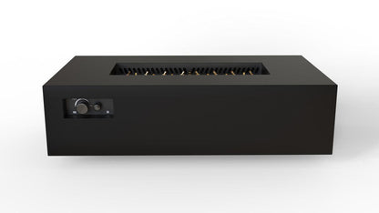 Warming Trends AON 60" Black Powder-Coated Steel Rectangular Liquid Propane Fire Table With Platinum Ignition and UT230 CrossFire Brass Burner