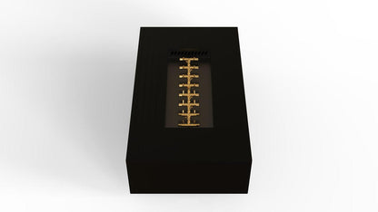 Warming Trends AON 60" Black Powder-Coated Steel Rectangular Liquid Propane Fire Table With Platinum Ignition and UT230 CrossFire Brass Burner