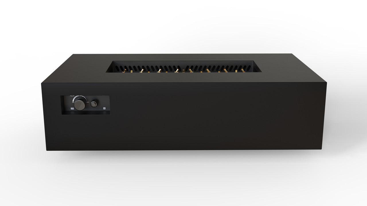 Warming Trends AON 60" Black Powder-Coated Steel Rectangular Natural Gas Fire Table With Platinum Ignition and UT230 CrossFire Brass Burner