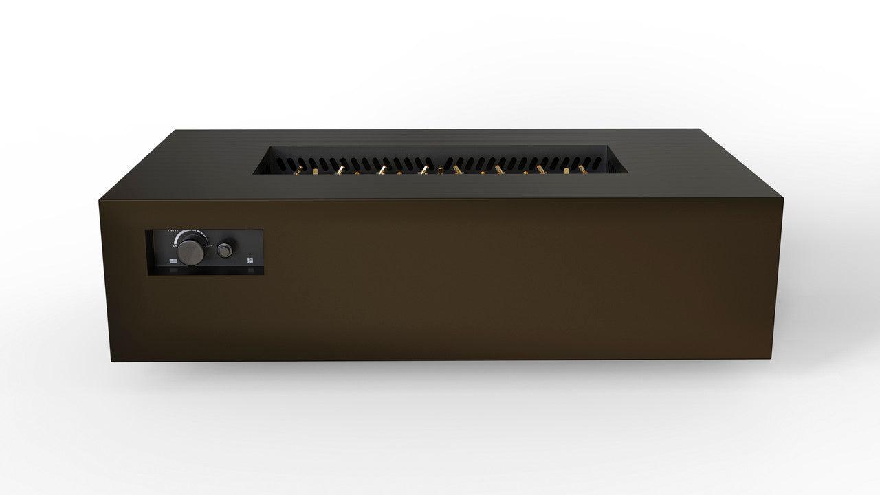 Warming Trends AON 60" Bronze Powder-Coated Steel Rectangular Natural Gas Fire Table With Platinum Ignition and UT230 CrossFire Brass Burner