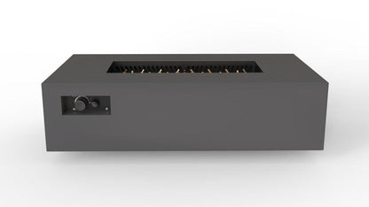 Warming Trends AON 60" Charcoal Powder-Coated Steel Rectangular Liquid Propane Fire Table With Push Button Ignition and UT230 CrossFire Brass Burner