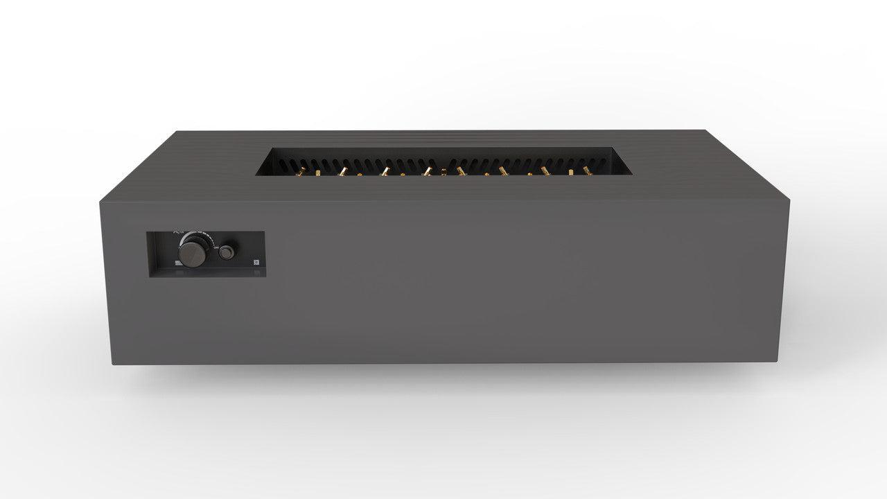 Warming Trends AON 60" Charcoal Powder-Coated Steel Rectangular Natural Gas Fire Table With Push Button Ignition and UT230 CrossFire Brass Burner