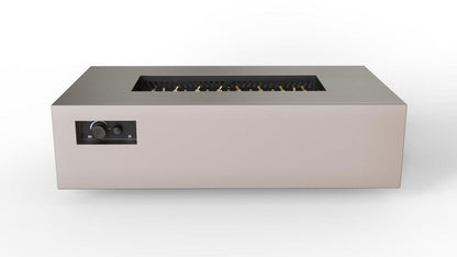 Warming Trends AON 60" Sand Pebble Powder-Coated Steel Rectangular Natural Gas Fire Table With Platinum Ignition and UT230 CrossFire Brass Burner