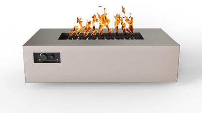 Warming Trends AON 60" Sand Pebble Powder-Coated Steel Rectangular Natural Gas Fire Table With Push Button Ignition and UT230 CrossFire Brass Burner