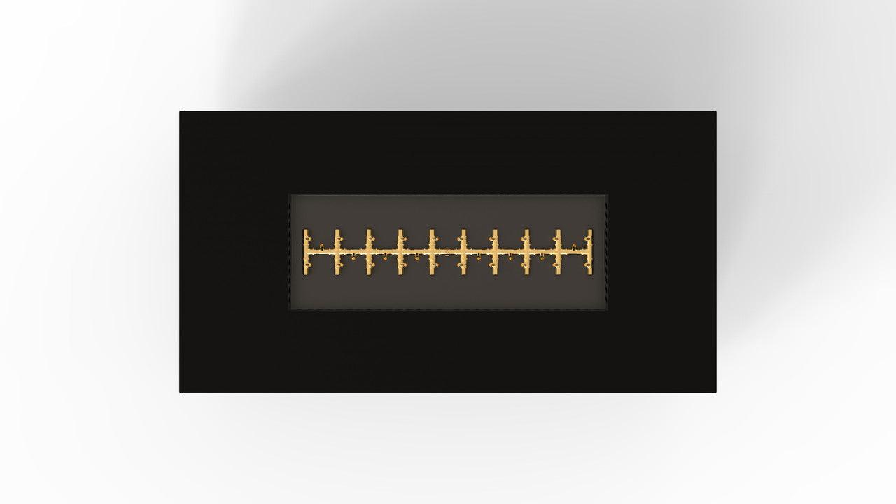 Warming Trends AON 72" Black Powder-Coated Steel Rectangular Liquid Propane Fire Table With Mercury Ignition and UT290 CrossFire Brass Burner