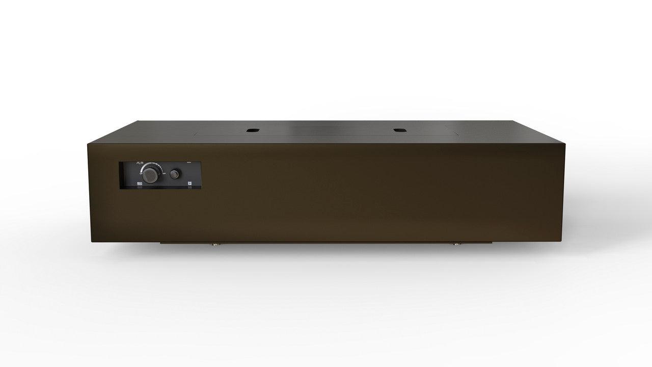 Warming Trends AON 72" Bronze Powder-Coated Steel Rectangular Liquid Propane Fire Table With Mercury Ignition and UT290 CrossFire Brass Burner