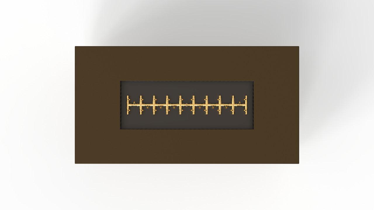 Warming Trends AON 72" Bronze Powder-Coated Steel Rectangular Liquid Propane Fire Table With Platinum Ignition and UT290 CrossFire Brass Burner