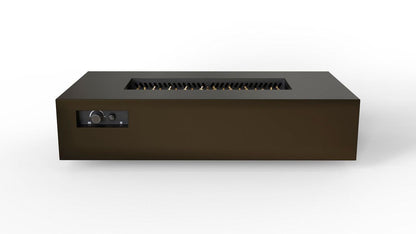 Warming Trends AON 72" Bronze Powder-Coated Steel Rectangular Liquid Propane Fire Table With Push Button Ignition and UT290 CrossFire Brass Burner