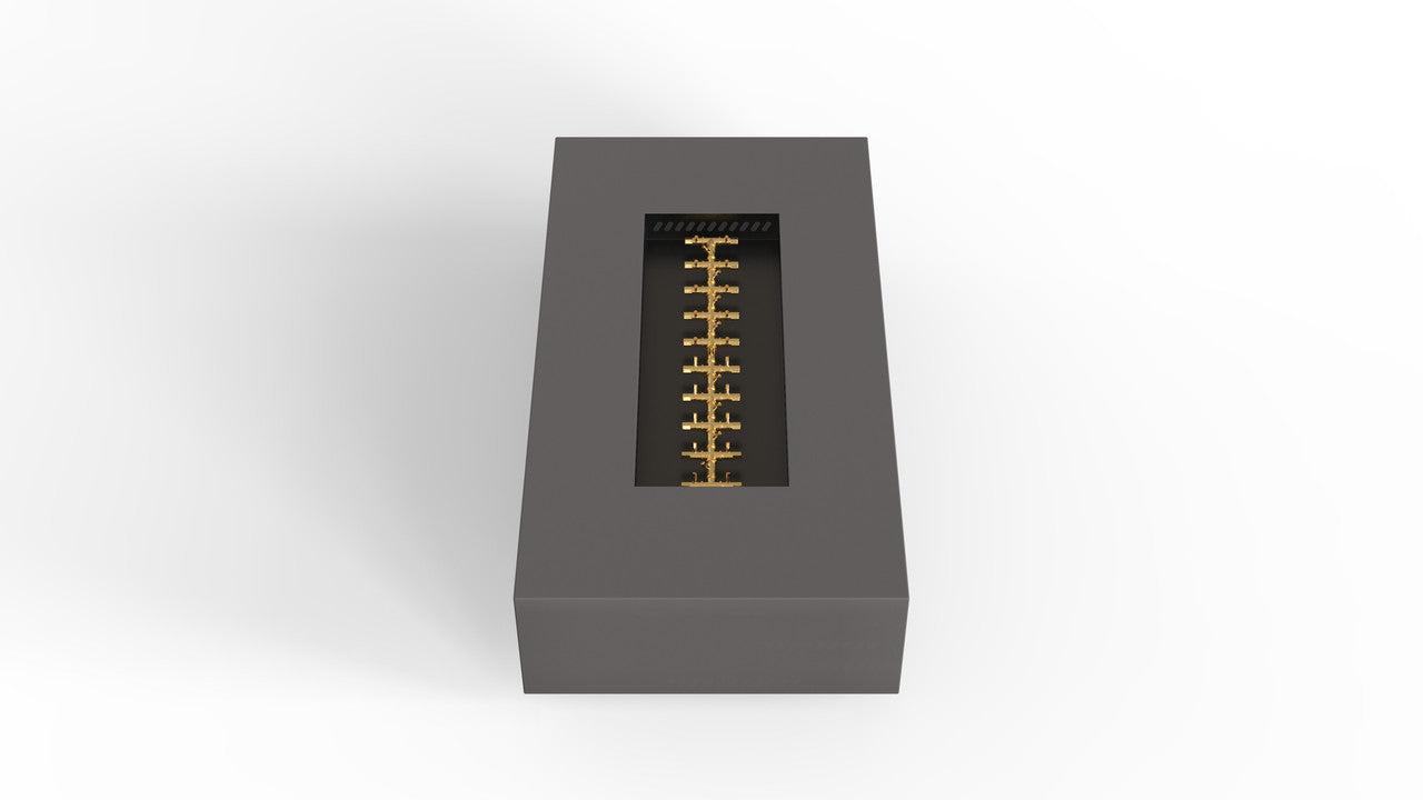 Warming Trends AON 72" Charcoal Powder-Coated Steel Rectangular Liquid Propane Fire Table With Mercury Ignition and UT290 CrossFire Brass Burner