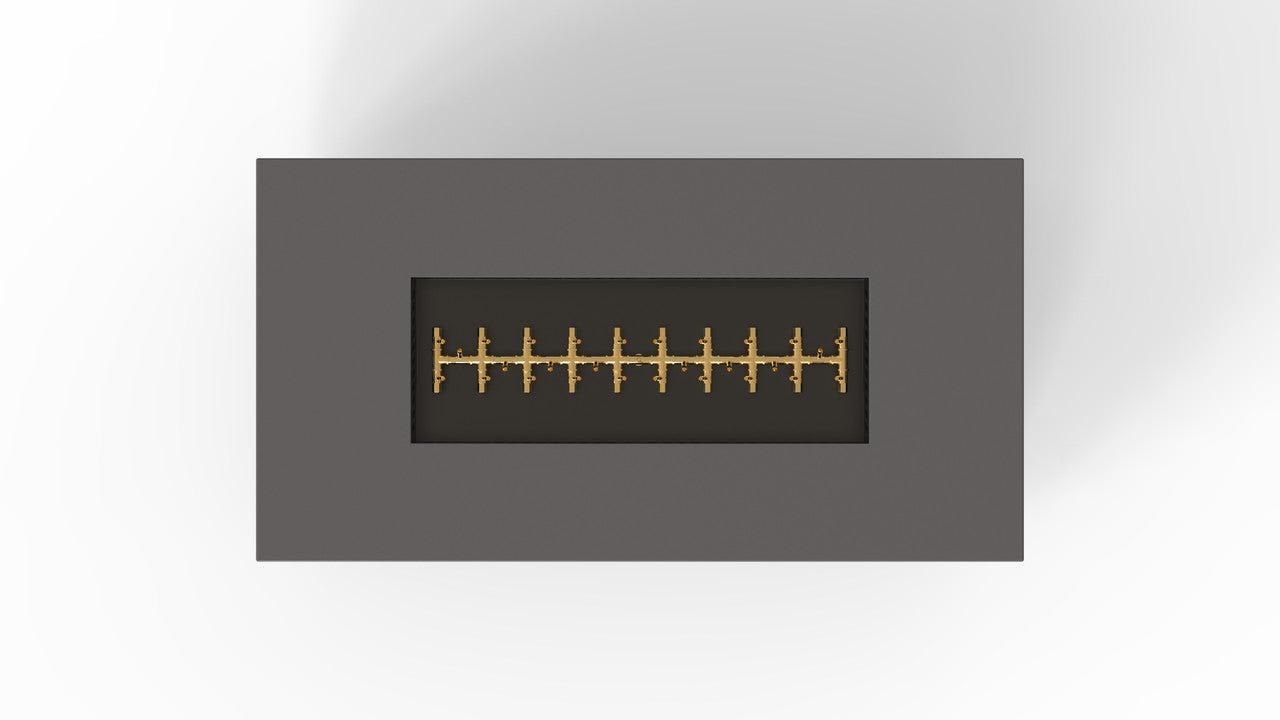Warming Trends AON 72" Charcoal Powder-Coated Steel Rectangular Liquid Propane Fire Table With Mercury Ignition and UT290 CrossFire Brass Burner