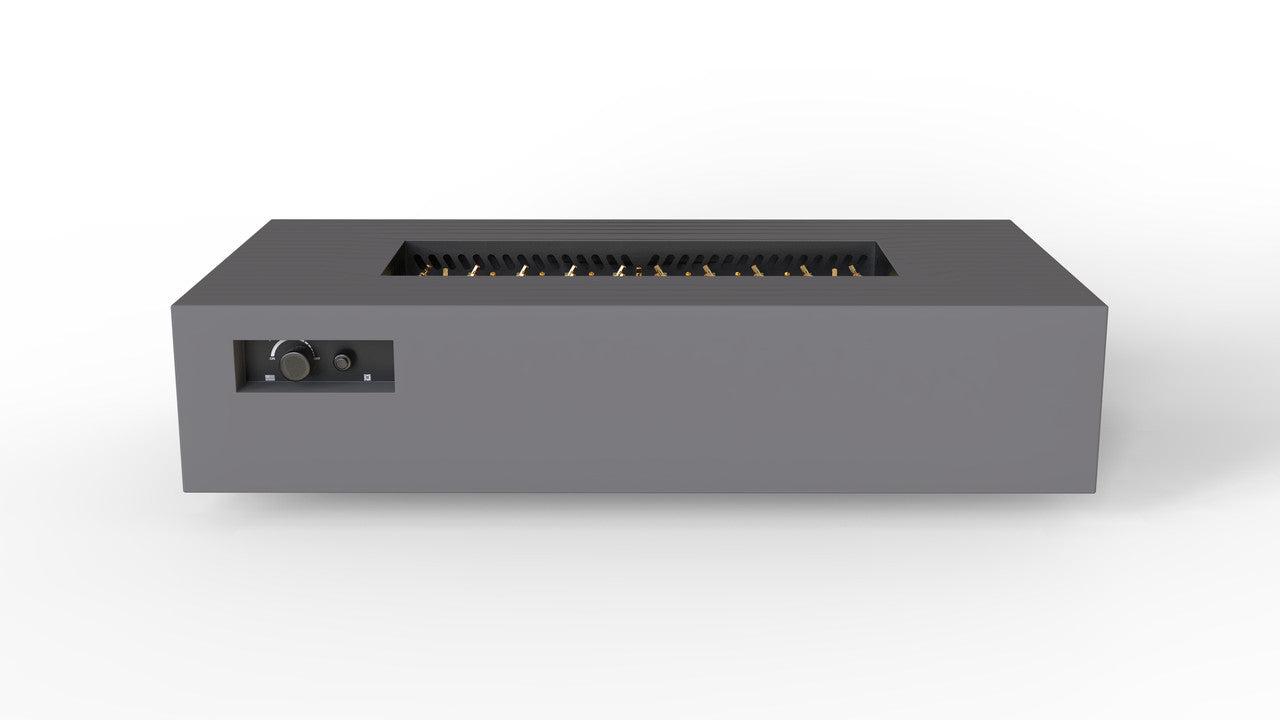 Warming Trends AON 72" Charcoal Powder-Coated Steel Rectangular Liquid Propane Fire Table With Push Button Ignition and UT290 CrossFire Brass Burner