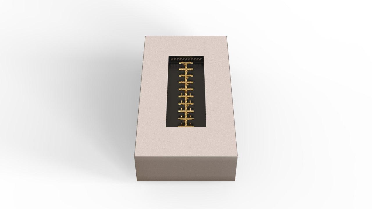 Warming Trends AON 72" Sand Pebble Powder-Coated Steel Rectangular Liquid Propane Fire Table With Mercury Ignition and UT290 CrossFire Brass Burner
