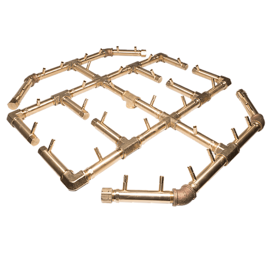 Warming Trends CFBO360 Octagonal Crossfire Brass Burner with 42" Circular Plate and 3/4" Dual Flex Line Kit