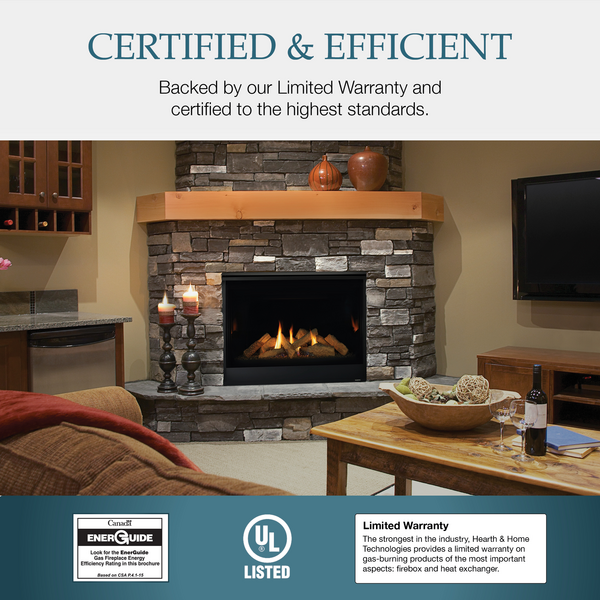 Majestic Quartz Platinum 36" Traditional Top/Rear Direct Vent Propane Gas Fireplace With IntelliFire Touch Ignition System