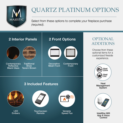 Majestic Quartz Platinum 36" Traditional Top/Rear Direct Vent Propane Gas Fireplace With IntelliFire Touch Ignition System