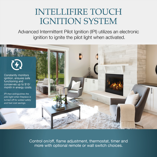 Majestic Quartz Platinum 36" Traditional Top/Rear Direct Vent Propane Gas Fireplace With IntelliFire Touch Ignition System